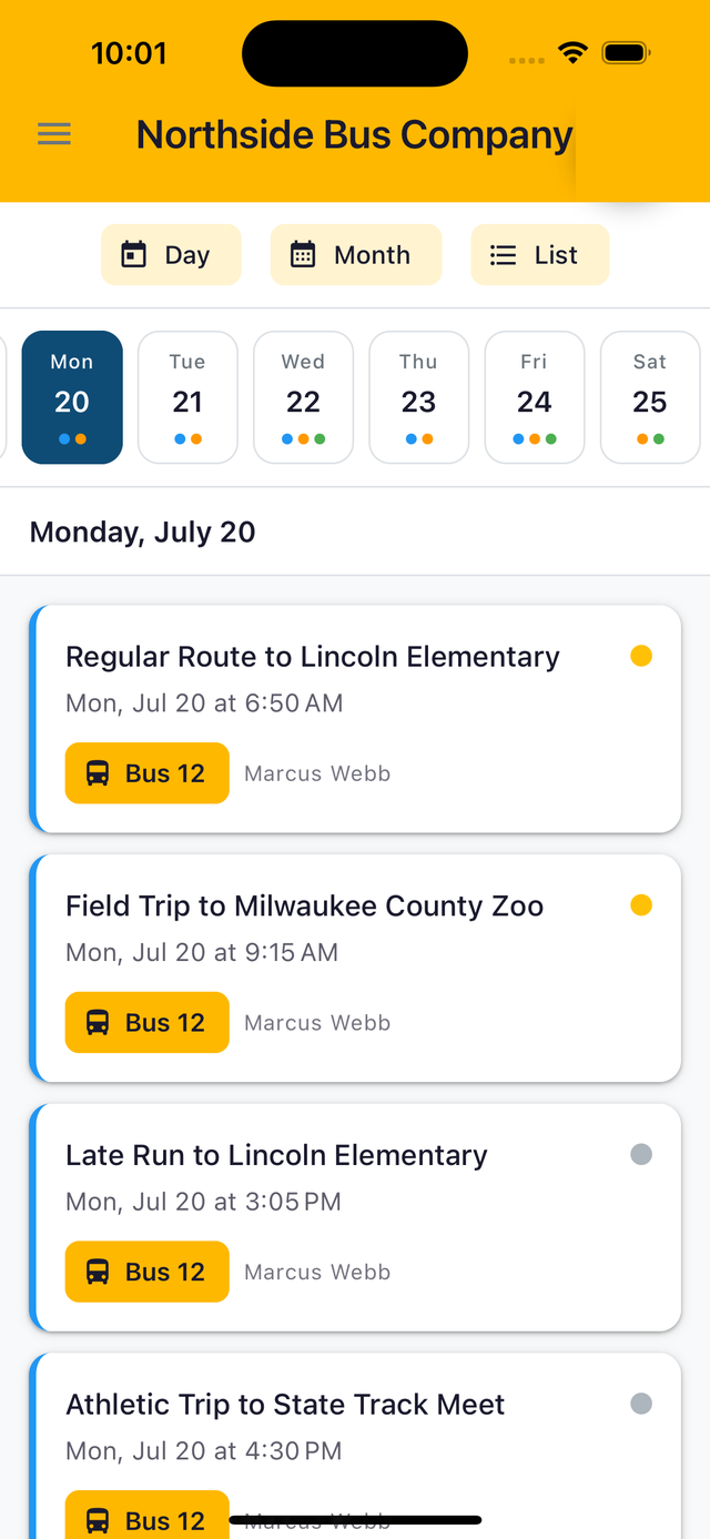 The Route Record driver app showing a trip to claim and log on a phone